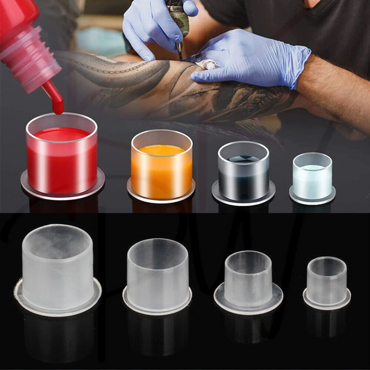 TATTOO Plastic Ink Cup S/M/L/XL Pigment Pots For Cosmetic Microblading & Tattooing