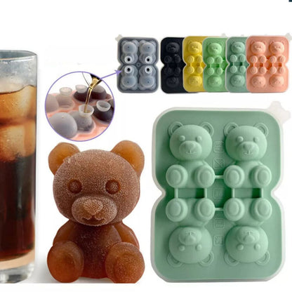 Teddy Bear Shape 3D Ice Cube Maker Silicone Moulds DIY Cake Chocolate Mould Tray