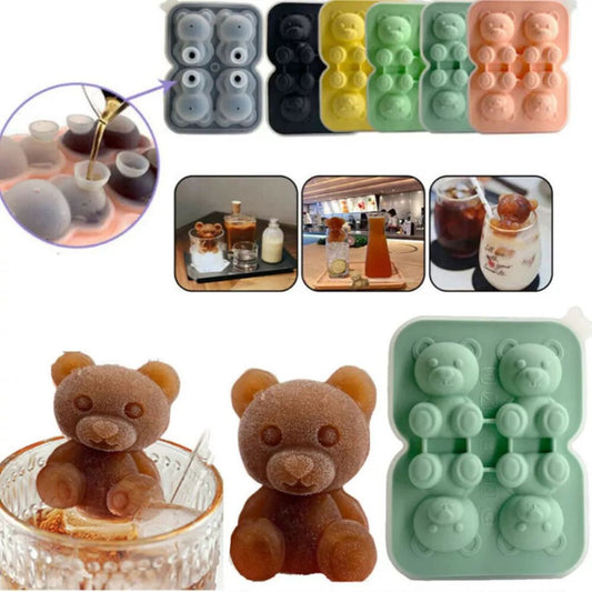 Teddy Bear Shape 3D Ice Cube Maker Silicone Moulds DIY Cake Chocolate Mould Tray