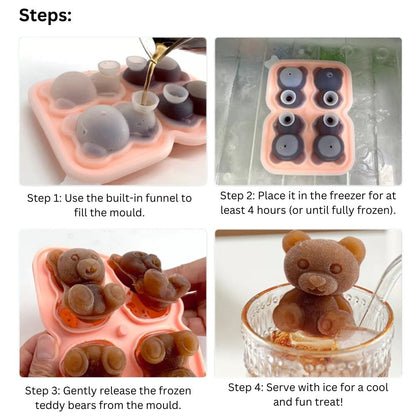 Teddy Bear Shape 3D Ice Cube Maker Silicone Moulds DIY Cake Chocolate Mould Tray