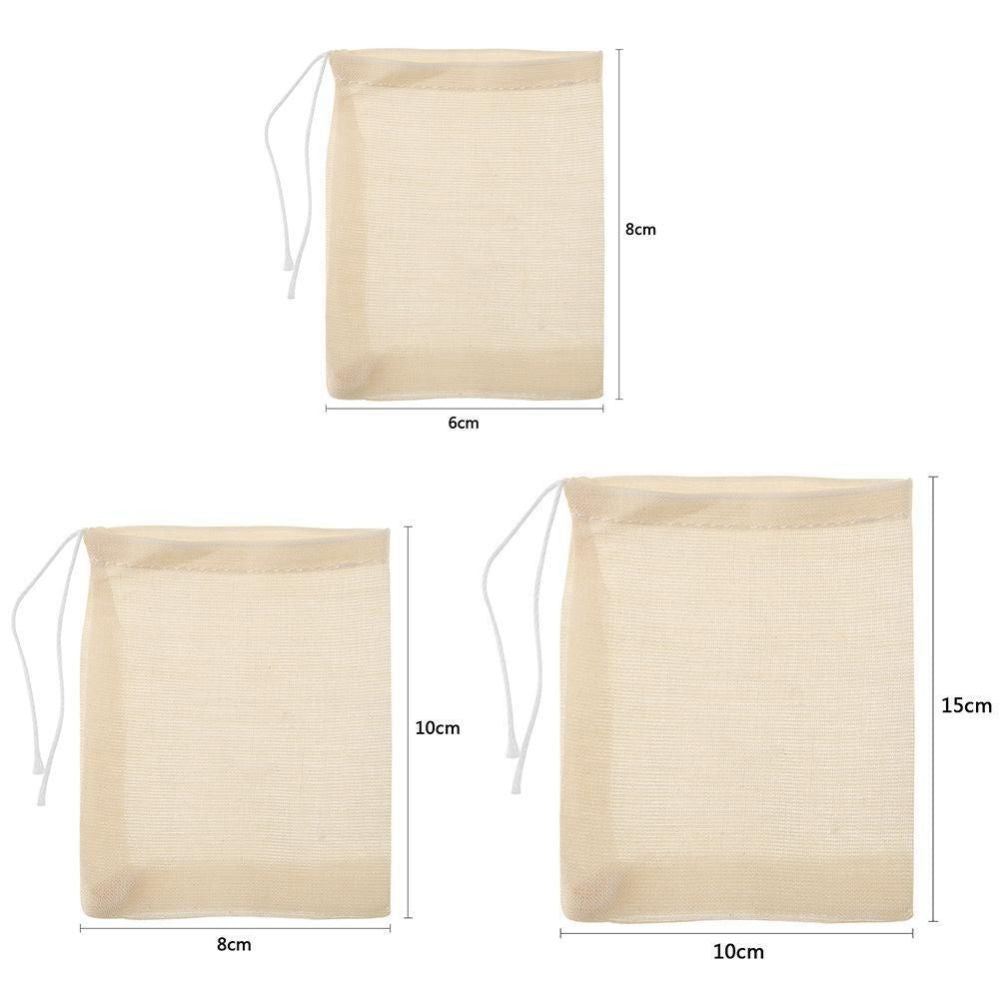 UP 50x Reusable Cotton Filter Bags 100% Cotton Muslin Spices Herbs Tea Soup Drawstring