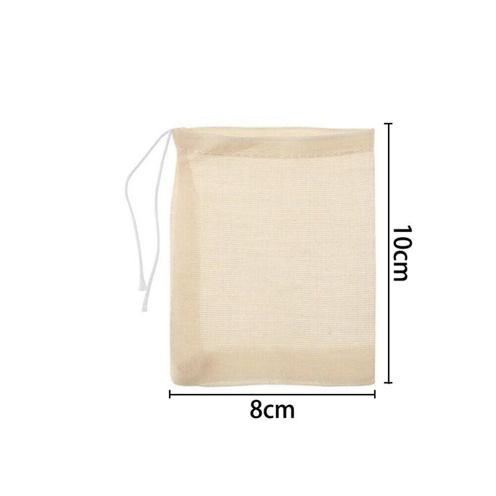 UP 50x Reusable Cotton Filter Bags 100% Cotton Muslin Spices Herbs Tea Soup Drawstring
