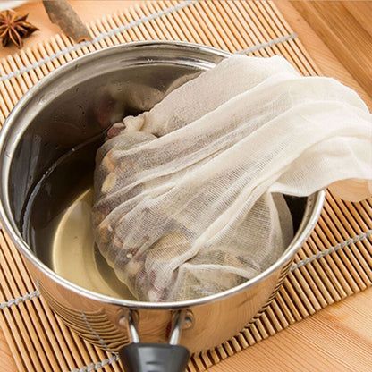 UP 50x Reusable Cotton Filter Bags 100% Cotton Muslin Spices Herbs Tea Soup Drawstring