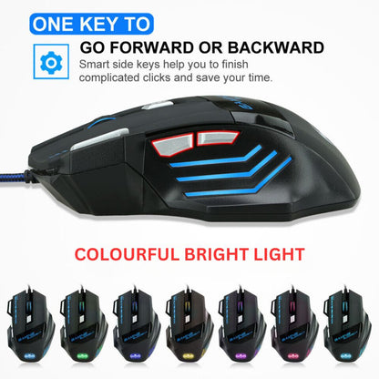 USB 5500DPI Gaming Mouse 7 Button LED Wired Optical Backlight Support Pro