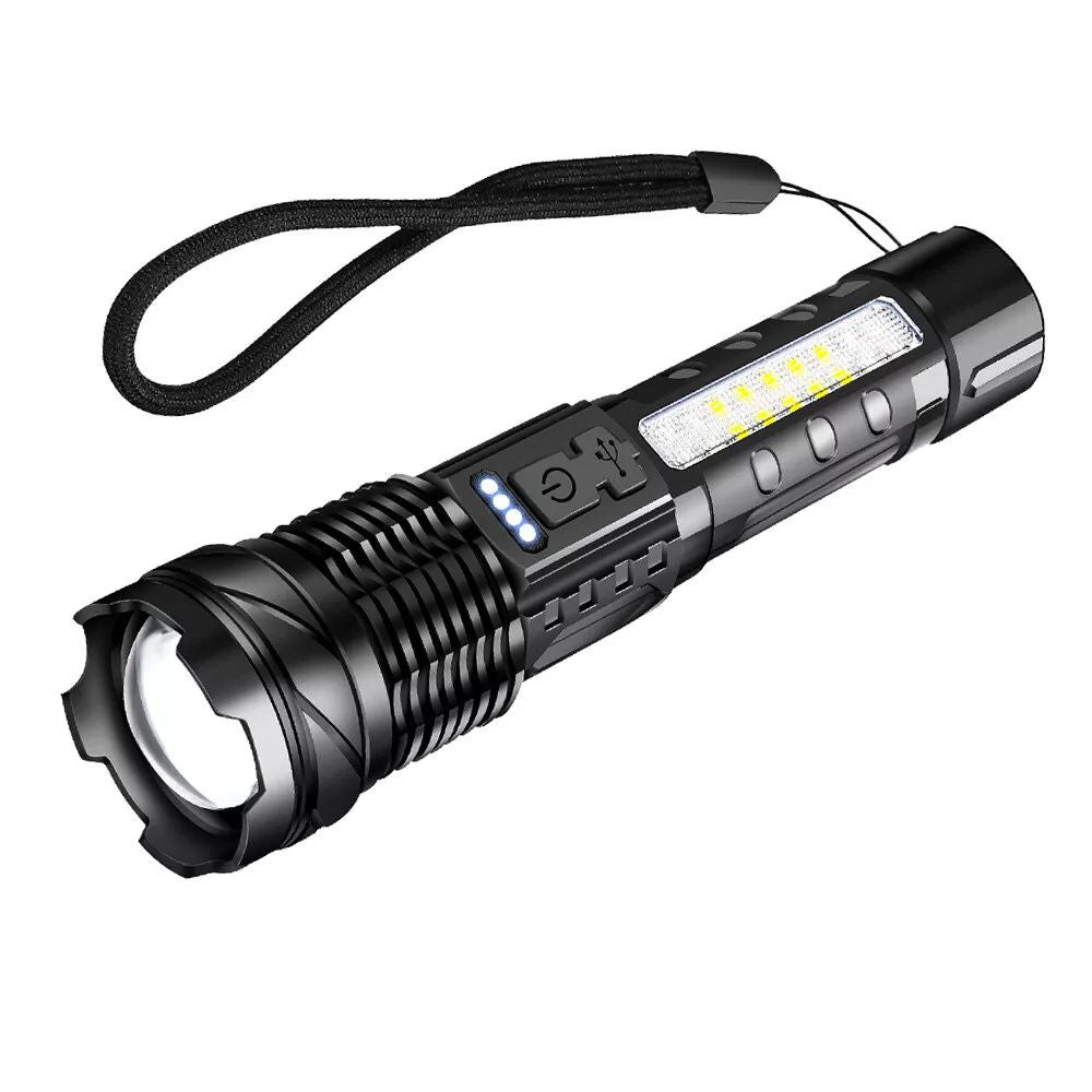 USB Rechargeable LED Flashlight Spotlight Torch Handheld Adventure Flashlight