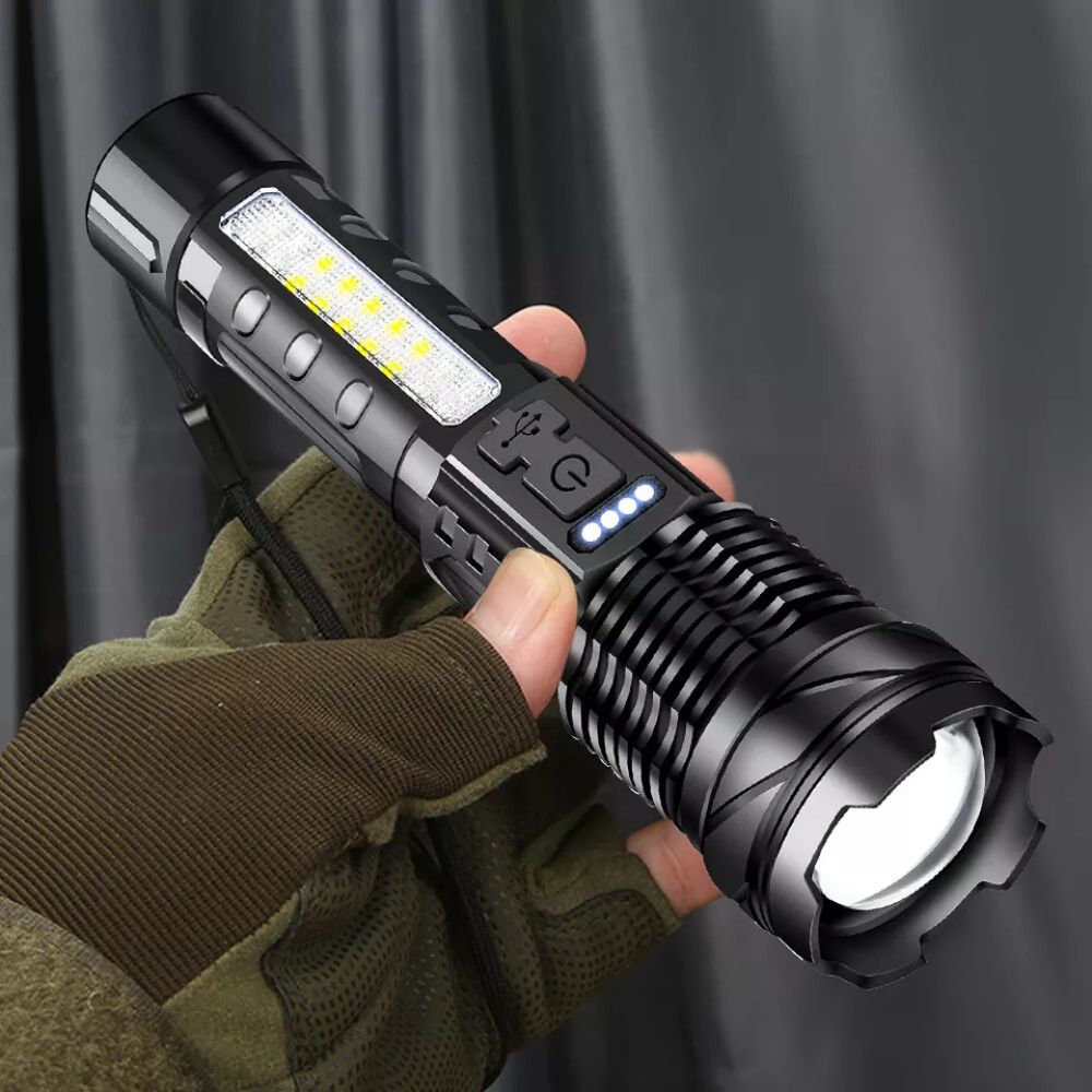 USB Rechargeable LED Flashlight Spotlight Torch Handheld Adventure Flashlight