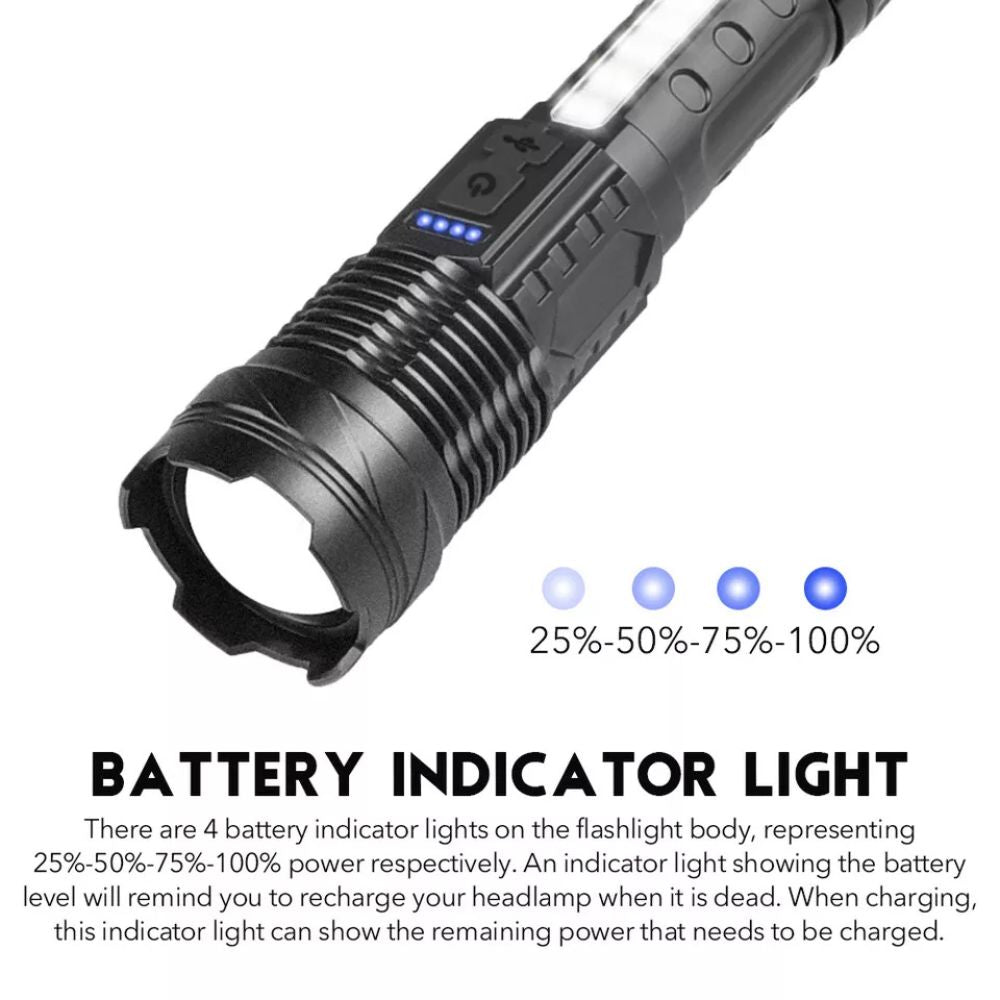 USB Rechargeable LED Flashlight Spotlight Torch Handheld Adventure Flashlight