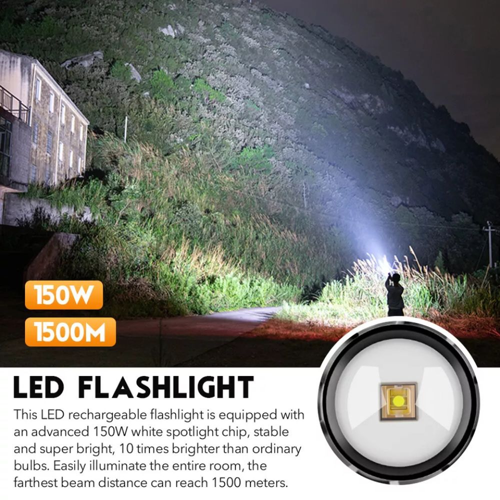 USB Rechargeable LED Flashlight Spotlight Torch Handheld Adventure Flashlight