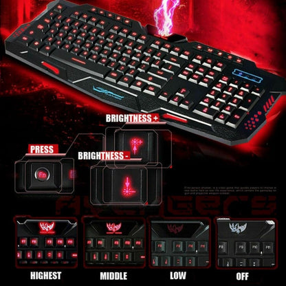 USB Wired Gaming Keyboard 3 Colour Illuminated Led Back-light Cool Ergonomic PC