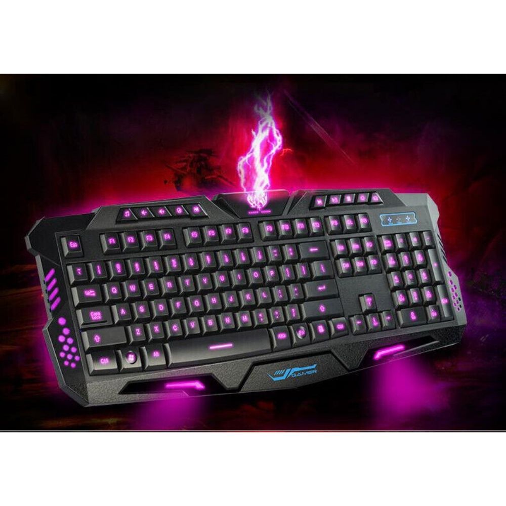 USB Wired Gaming Keyboard 3 Colour Illuminated Led Back-light Cool Erg ...
