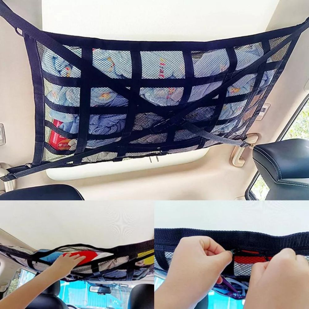 Universal Car Ceiling Storage Net Bag Car Roof Cargo Net Mesh Campervan Storage