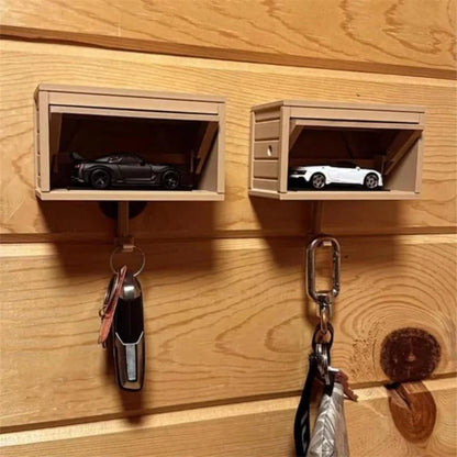 Wall Car Garage Key Holder with Opening Door 3D Printed Key Holder