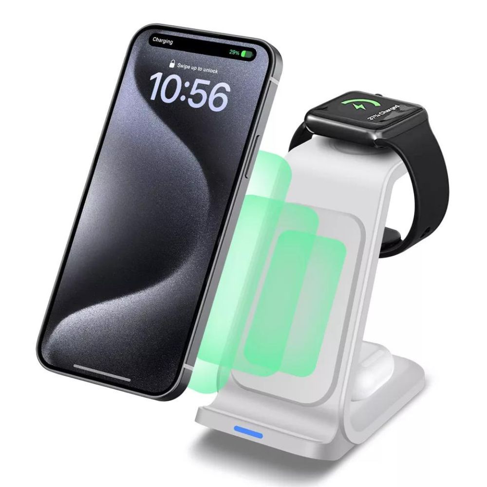 Wireless Charger Dock Charging Station 3 in 1 For Apple Watch iPhone SE-15 AirPods