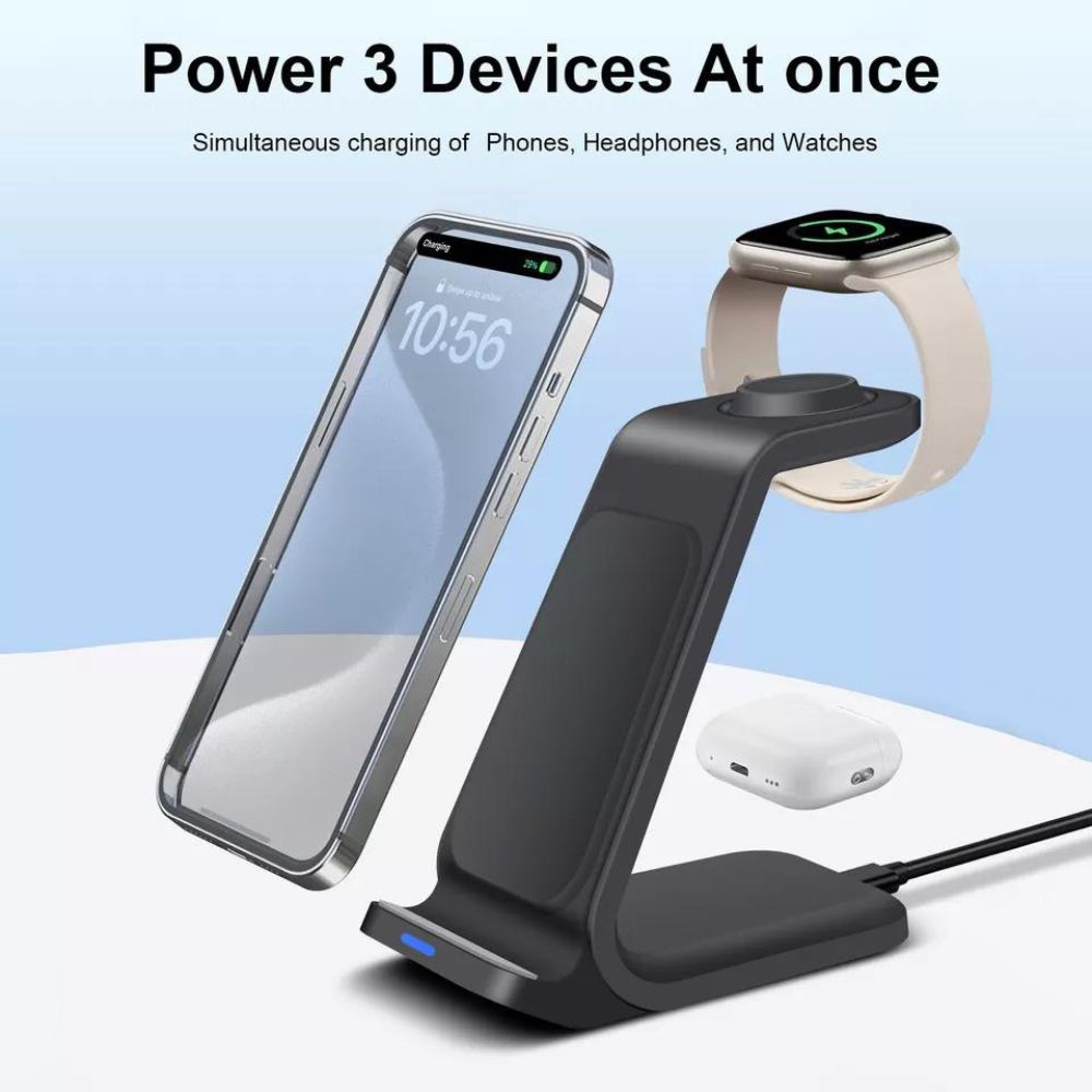 Wireless Charger Dock Charging Station 3 in 1 For Apple Watch iPhone SE-15 AirPods