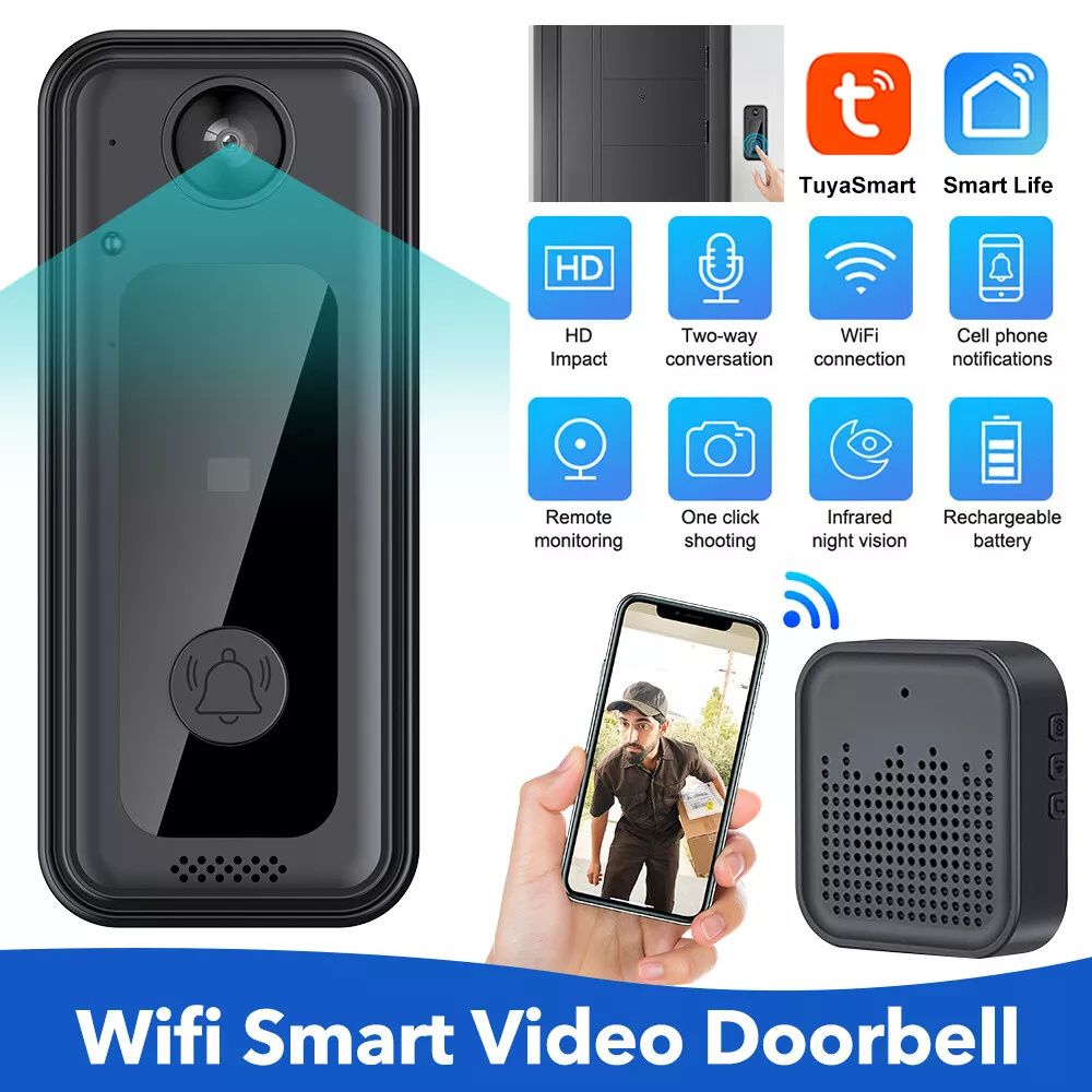 Wireless Doorbell Smart Intercom Security Camera Phone Video Door Bell Ring WiFi