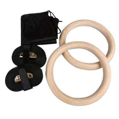 Wooden Gymnastic Olympic Rings Strength Training CrossFit Gym Fitness BS:600kg