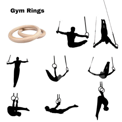 Wooden Gymnastic Olympic Rings Strength Training CrossFit Gym Fitness BS:600kg