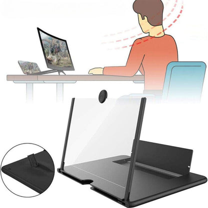 12" Folding Screen Magnifier Amplifier Stand 3D Adjustable Mobile Phone HD Video