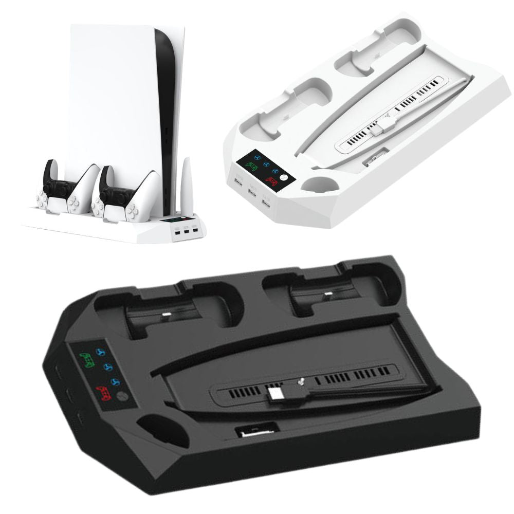 2-in-1 Charging Stand Compatible for PS5 Console Cooling Fan for PS5 Game Controller Charging Base