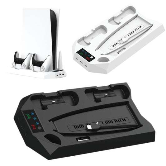 2-in-1 Charging Stand Compatible for PS5 Console Cooling Fan for PS5 Game Controller Charging Base