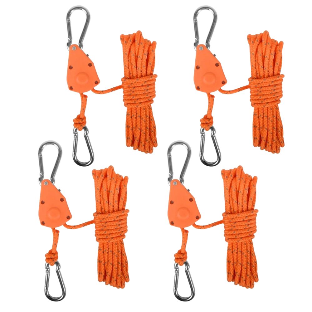 4X 4M Camping Ratchet Pulley Tent Guide Tensioner Tie Rope Adjustable Guy Line