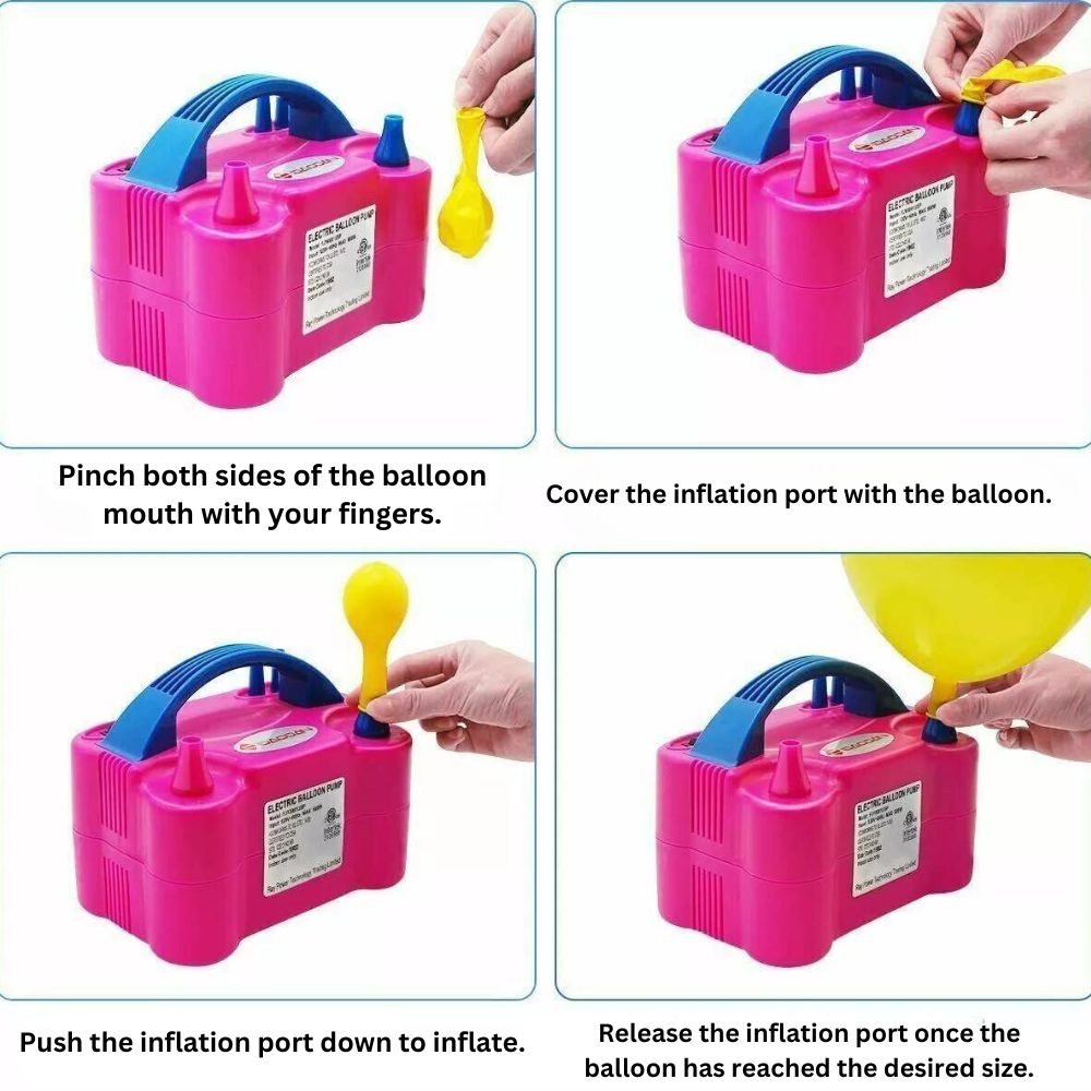 600W Electric Balloon Pump Inflator Balloon Power 2 Nozzles Portable AU Plug