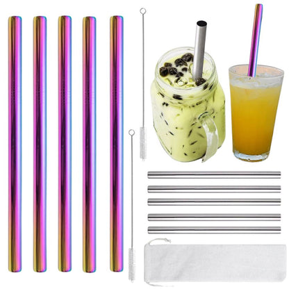 5pcs BOBA Stainless Steel Bubble Tea Straw Extra Wide Metal Reusable Jumbo Pack