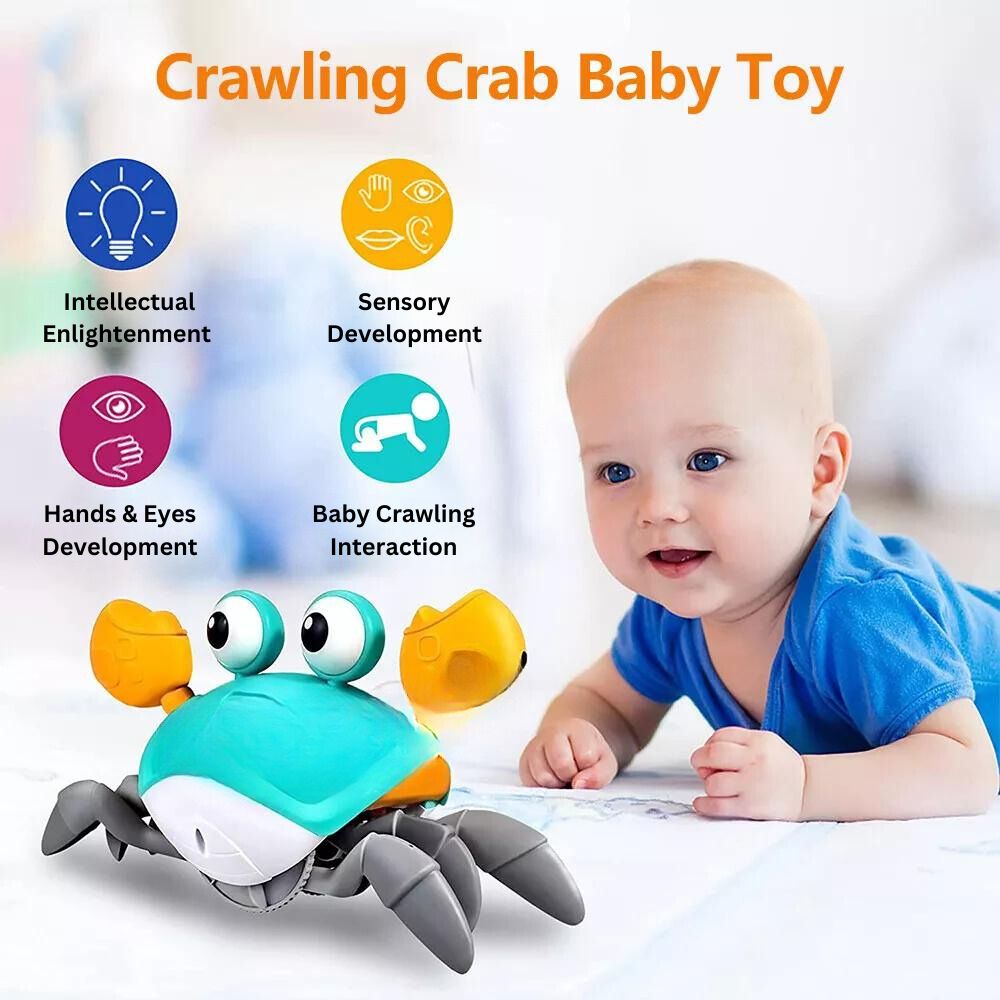 Electric Crab Music Crawling Baby Toy LED Light Up Interactive Toys Kids Toddler
