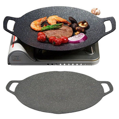 Korean BBQ Grill Pan Non-Stick Round Iron Hot Plate for Indoor & Outdoor Barbecue