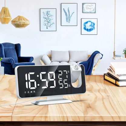 LED Digital Smart Alarm Clock Projection Time Projector Temperature LCD Display