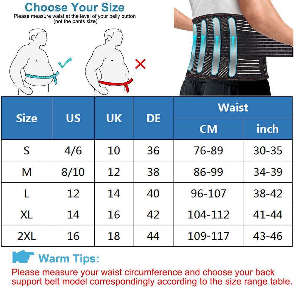 Men & Women Lower Back Pain Relieve Sciatica Waist Belly Support Belt