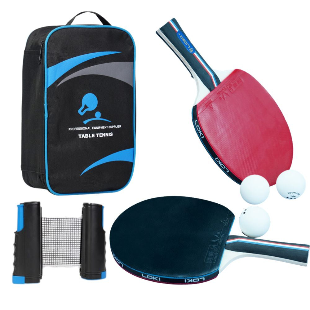 Portable Table Tennis Set – Retractable Net, 2 Bats & 3 Balls in Carry Bag, Fits Any Table