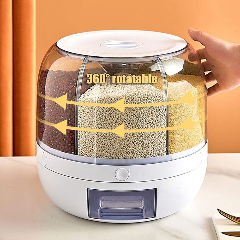 Rotating Grain Dispenser Rice Container Case Cereal Storage Box Kitchen Food
