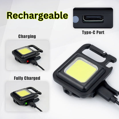 USB Rechargeable Mini Pocket COB LED Work Light Keychain Flashlight Torch Lamp