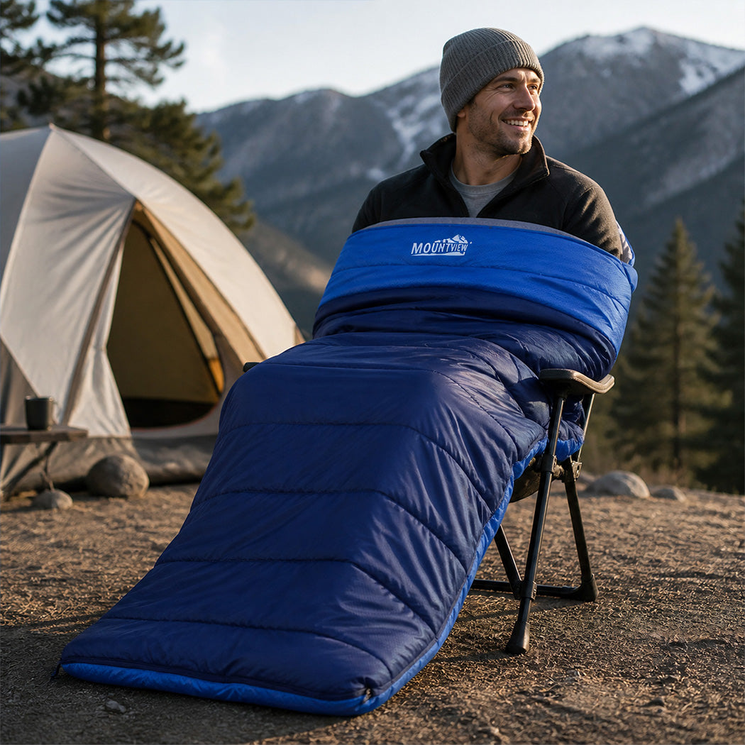 Mountview Sleeping Bag Extra Wide 230x100cm 3 Season Waterproof Hiking Blue-2100035033090887686