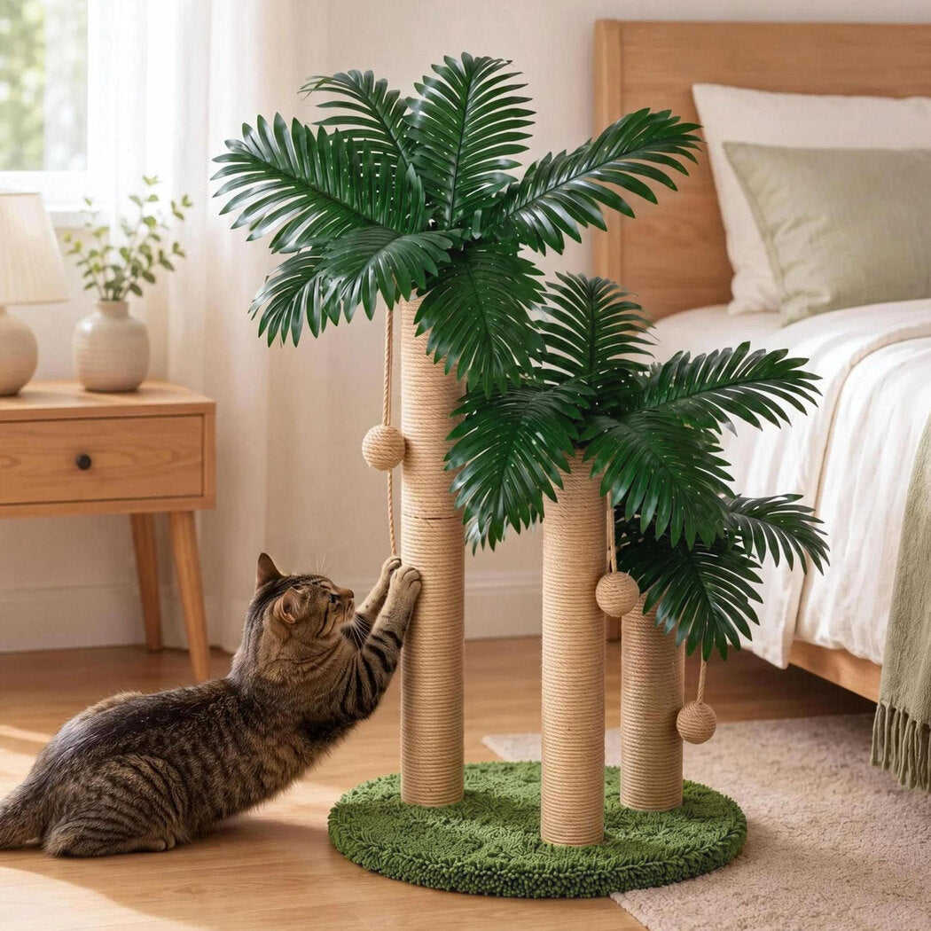 PaWz Cat Scratching Post 3 Heights Sisal Balls for Indoor Kitten Adult Green-2109799598560841735