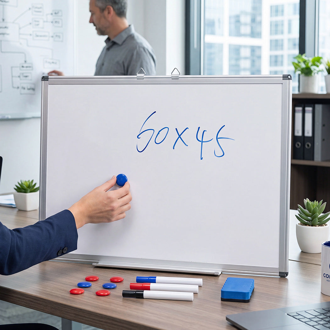 Levede Magnetic Whiteboard Smooth Dry Erase Board with 3 Pens for Office White-2100035036479885318