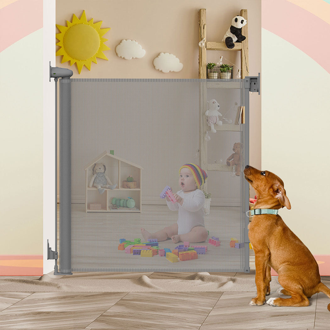BoPeep Retractable Baby Safety Gates 150cm Grey 150 cm-2029387267486912518