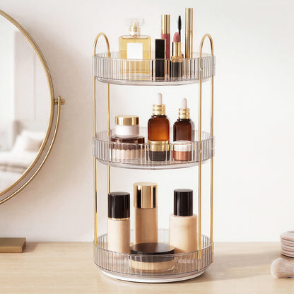 Ilus 360� Roating Makeup Organiser Vanity Countertop Shelf Cosmetic Holder White-2065254302464741382