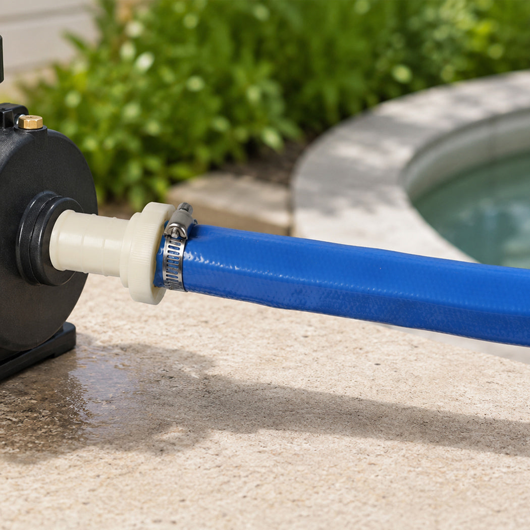 Traderight Hose Pipe 2.54cm Reinforced PVC 20m for Home Pool Drainage Pump Blue-2100035033275437062