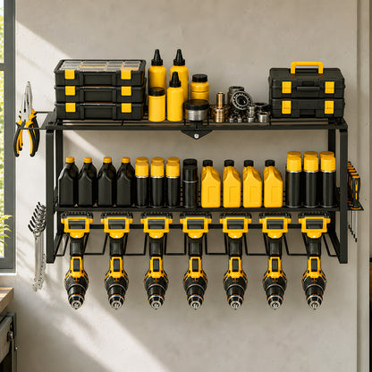 Levede Garage Storage Organiser 3 Tier Wall Mounted Power Tool Rack Metal Black-2109799601446522887