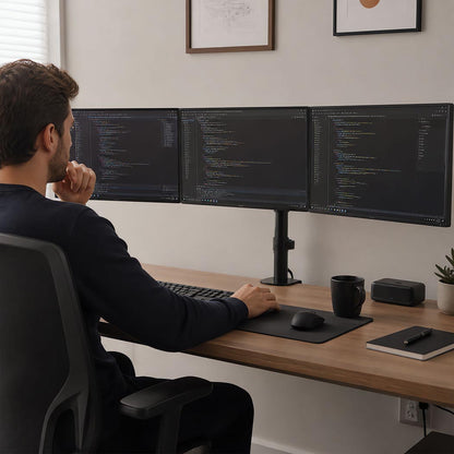 Levede Triple Monitor Arm Stand 10-27" Screens Desk Mount Adjustable Arms Black-2109799600502804487