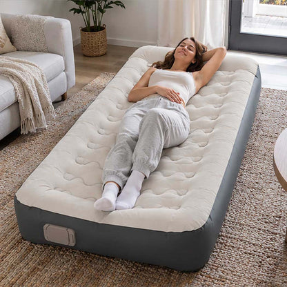 DreamZ Inflatable Mattress TPU Air Bed with Pillow Pump Camping Single Grey-2109799596824399879