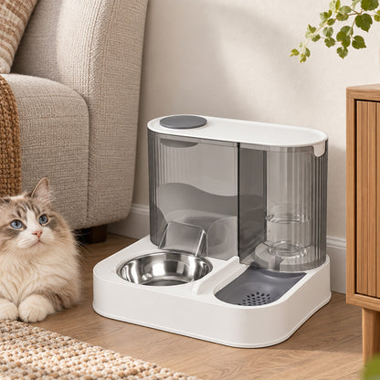 PaWz Automatic Cat Feeder Gravity Food and Water Dispenser for Home Travel White-2109799598678282247