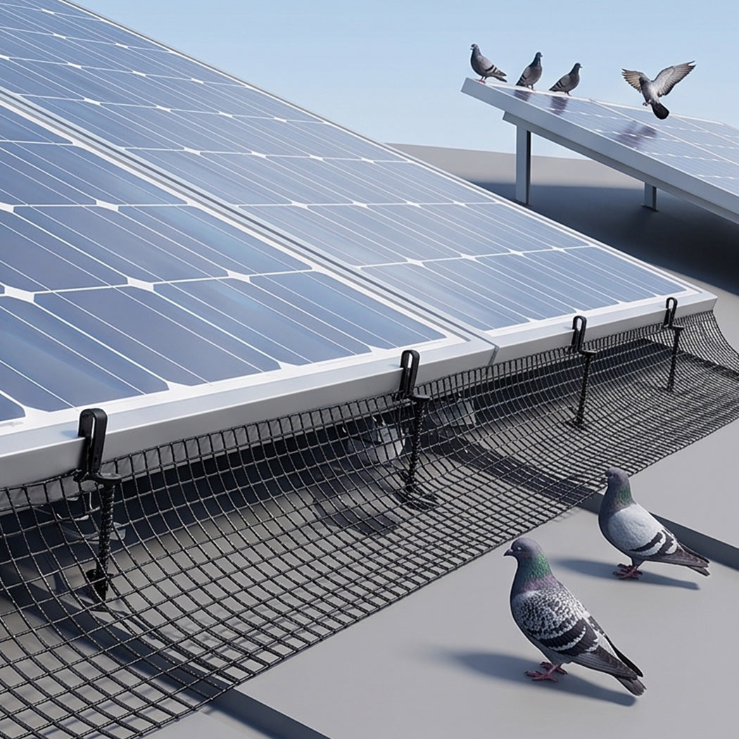 Mountview Bird Proofing Mesh Set PVC 60 Fixing Clips 30m for Solar Panel Black-2100035035343228934