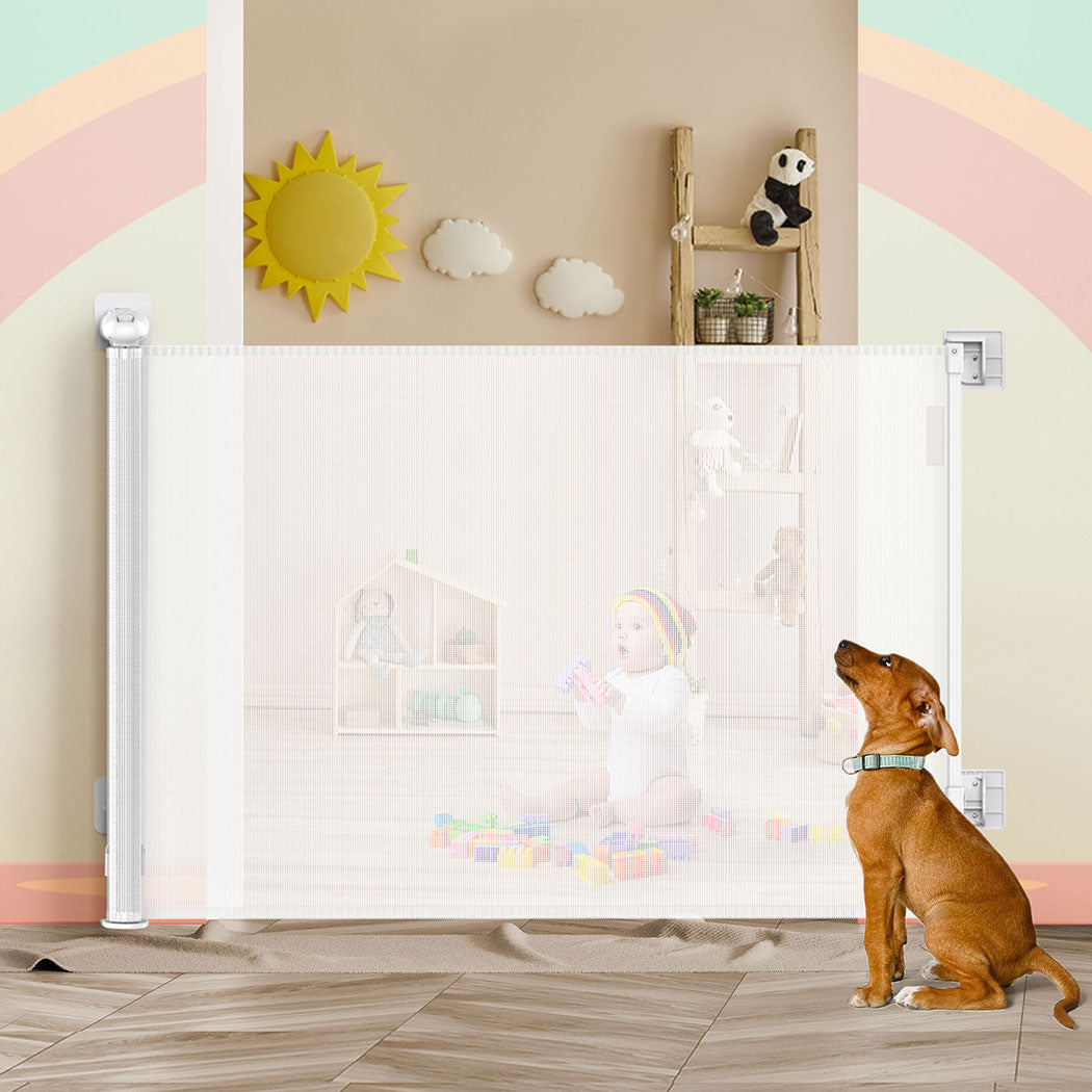BoPeep Retractable Baby Safety Gates 300cm White 300 cm-2018816832546410502
