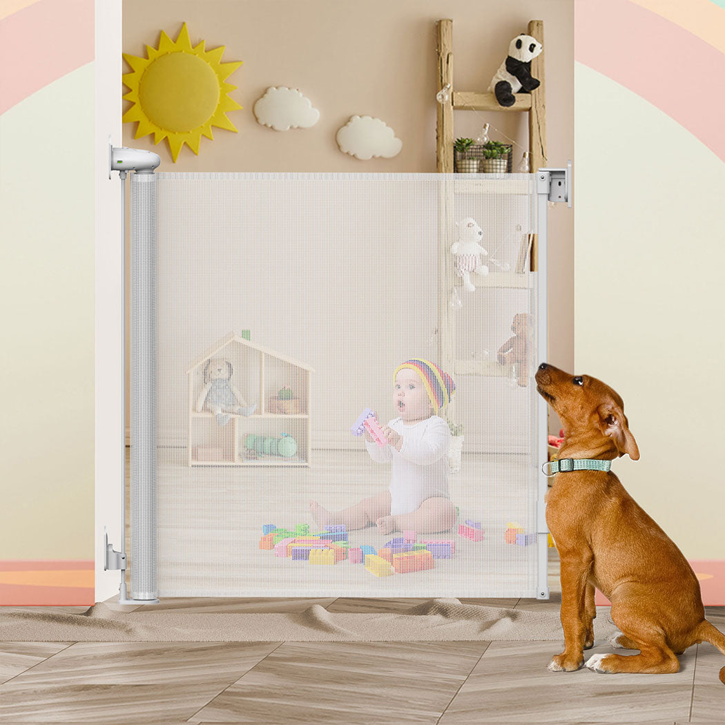 BoPeep Retractable Baby Safety Gates 150cm White 150 cm-2006733052620967942