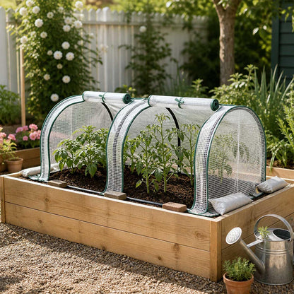 Lambu Mini Greenhouse Dual Zone PE Cover Tunnel Frame for Garden Transparent-2109799597935890439