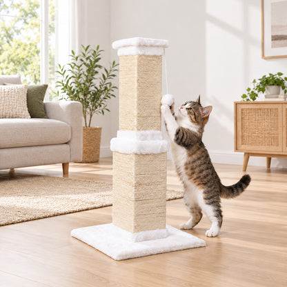 PaWz Cat Scratching Post 83cm Tall Sisal with Stable Base for Large Adults White-2109799598980272135