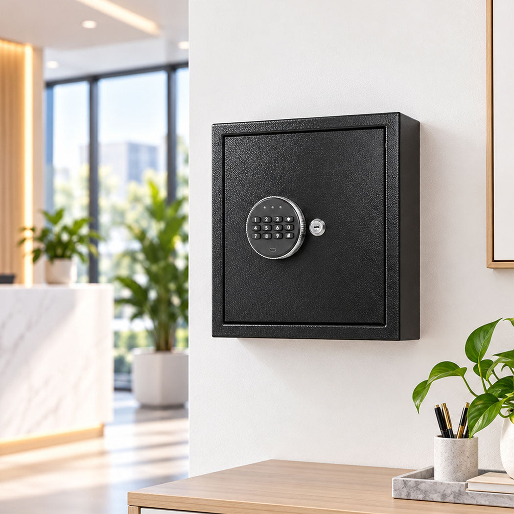 Levede Key Safe Lock Box Large 67 Hook Carbon Steel Cabinet With LED Black-2109799599399702535